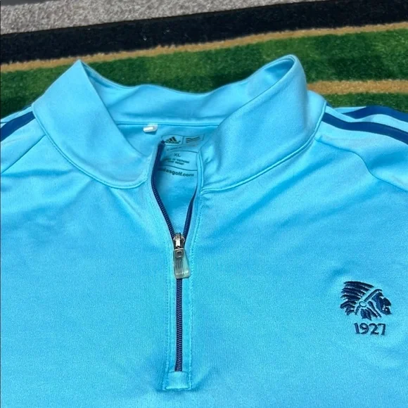 Adidas Golf Men's 3-Stripe Midweight 1/4-Zip Layering Blue Pullover - Picture 3 of 5